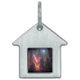 Placa Para Mascotas Mystical Forest Battle Animals Art