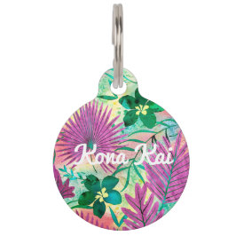 Placa Para Mascotas Nalani Hawaiian Tropical Garden Fuchsia