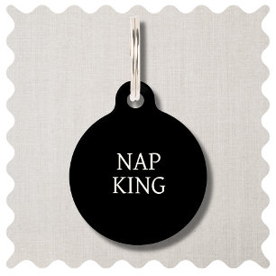 Placa Para Mascotas Nap King Graciosa etiqueta moderna de identificaci