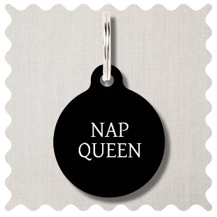 Placa Para Mascotas Nap Queen Personalizado Dog Round Pet Tag