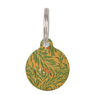 Placa Para Mascotas Naranja Árbol Vintage Floral Colorido