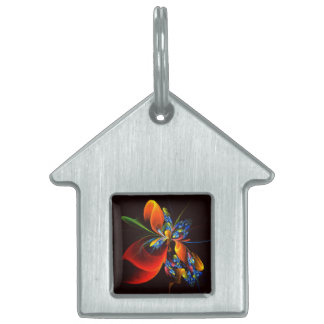 Placa Para Mascotas Naranja azul Floral Moderno Resumen Patrón de arte