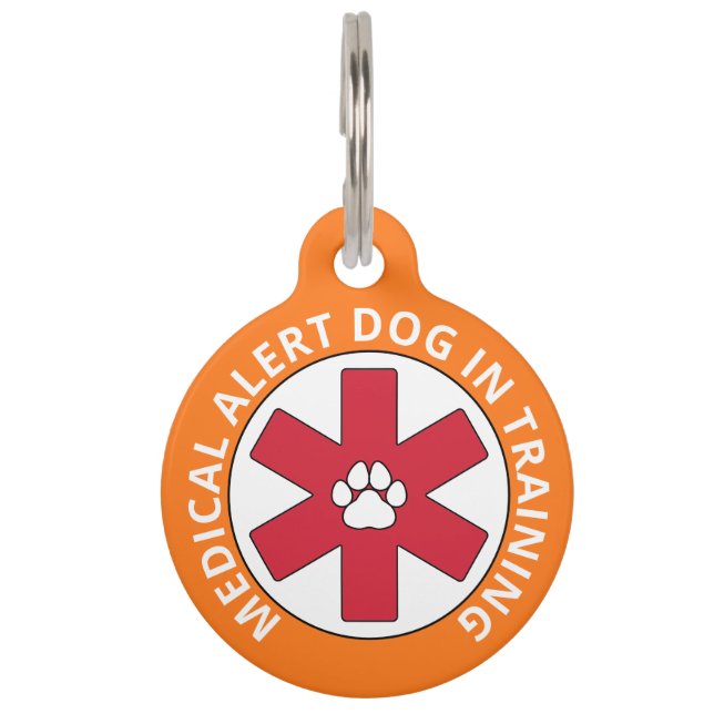Placa Para Mascotas Naranja De Alerta Médica Perro En Entrenamiento (Anverso)