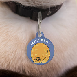 Placa Para Mascotas Naranja de grasas extravagante lindo gato azul per