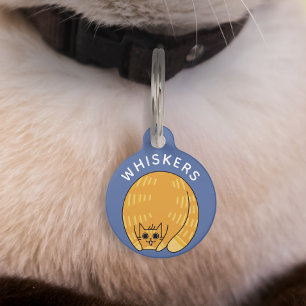 Placa Para Mascotas Naranja de grasas extravagante lindo gato azul per