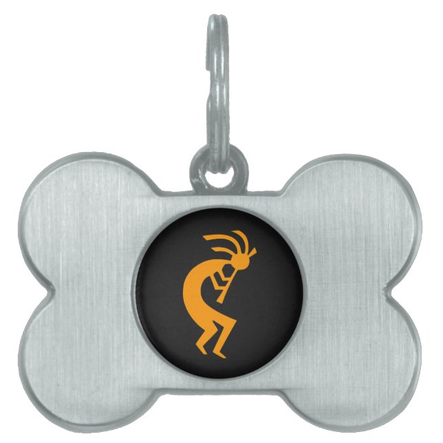 Placa Para Mascotas Naranja de Kokopelli (Frente)