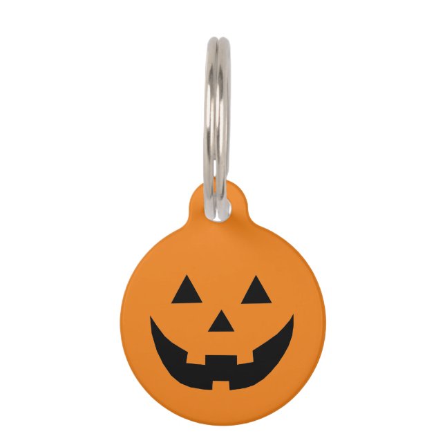 Placa Para Mascotas Naranja espantado Jack o lantern disfraz de perro  (Anverso)