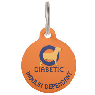 Placa Para Mascotas Naranja Etiqueta de perro de alerta médica diabéti
