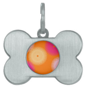 Placa Para Mascotas naranja y rosa color pop