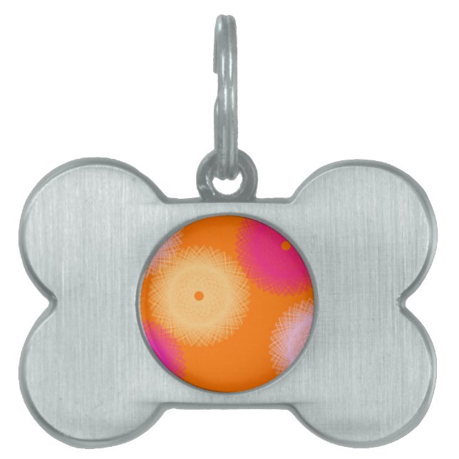 Placa Para Mascotas naranja y rosa color pop (Frente)