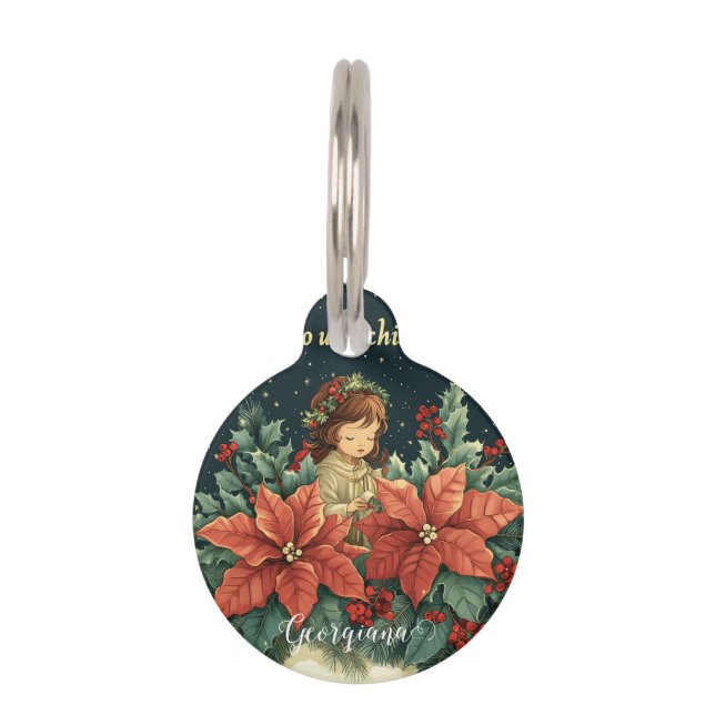 Placa Para Mascotas Natividad bíblica personalizada niño y verso (Anverso)