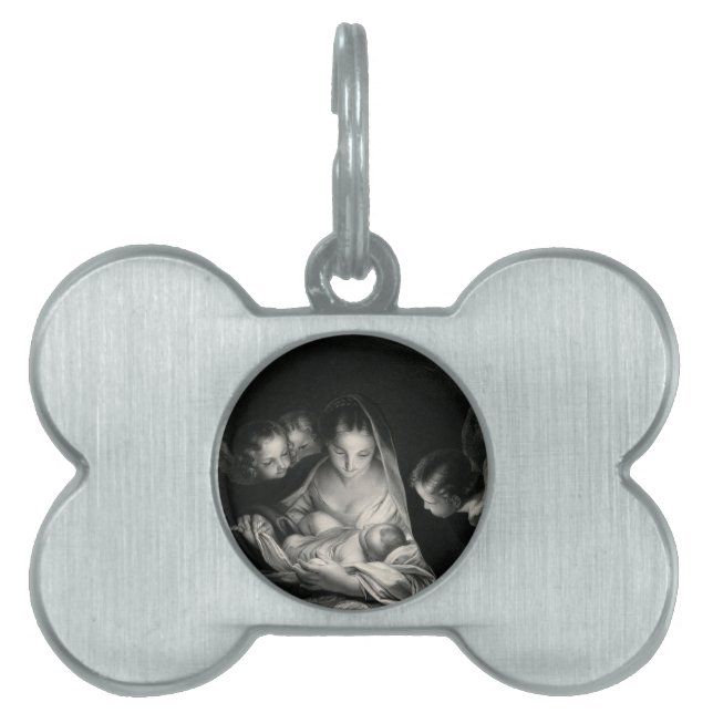 Placa Para Mascotas Natividad Niño Jesús Virgen María Angelo Blanco Ne (Frente)
