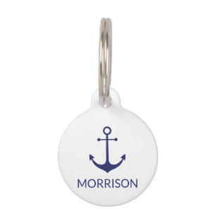 Placa Para Mascotas Nautical Anchor Personalizado de la marina perro b