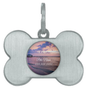 Placa Para Mascotas Navarre Beach Magic Hour Purple Sunset Pet Etiquet
