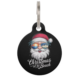Placa Para Mascotas Navidad En La Playa Vacaciones De Verano Hawaianas