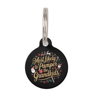 Placa Para Mascotas Navidad Mimada Los Nietos Fiesta Gráfica Retro