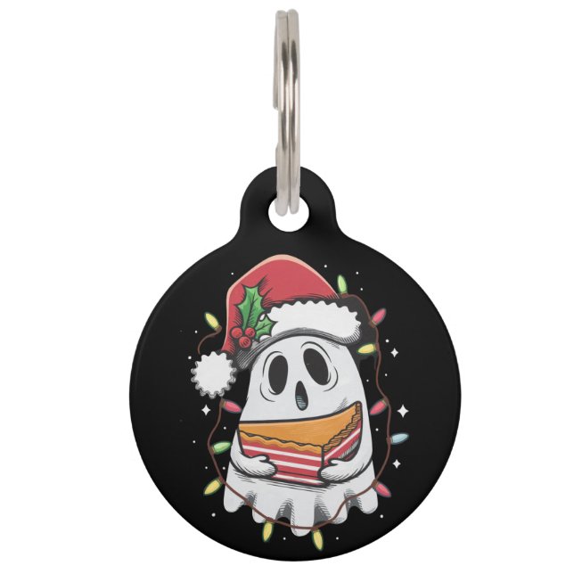Placa Para Mascotas Navidades adoran festividad navideña del fantasma  (Anverso)