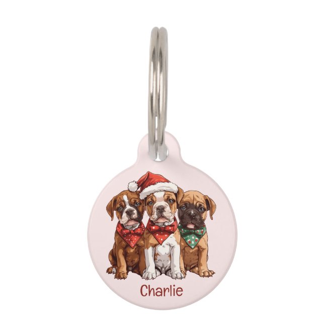 Placa Para Mascotas Navidades Boxer Dogs (Anverso)