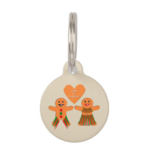 Placa Para Mascotas Navidades Cuidados Gingerbread Pareja