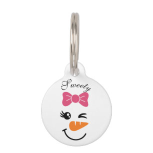Placa Para Mascotas Navidades Cute Snowman Face
