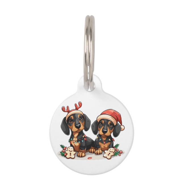 Placa Para Mascotas Navidades Dachshund Dogs (Anverso)