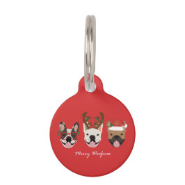 Placa Para Mascotas Navidades de Bulldoges franceses de Merry Woofmas