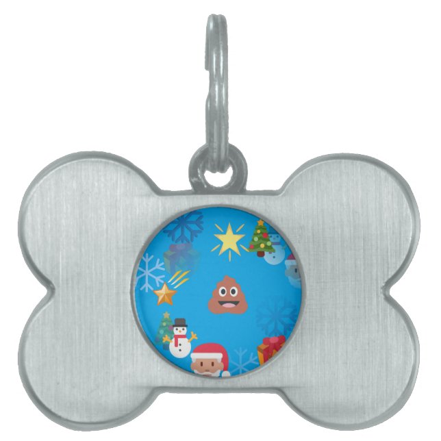 Placa Para Mascotas navidades de caca de emoji (Frente)