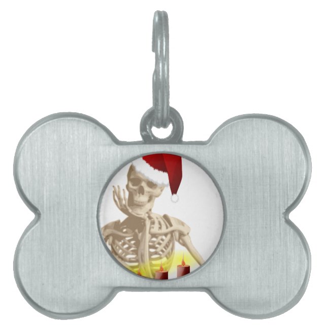 Placa Para Mascotas navidades de cráneo (Frente)