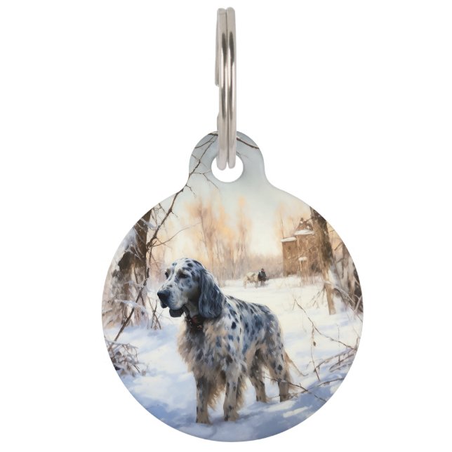 Placa Para Mascotas Navidades de English Setter Let It Snow (Anverso)