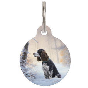 Placa Para Mascotas Navidades de English Springer Spaniel Let It Snow
