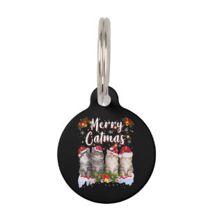 Placa Para Mascotas Navidades de gato Santa Hat Graciosa Feliz Navidad