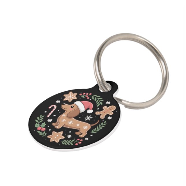 Placa Para Mascotas Navidades de Gingerbread Weiner Dog Lover Dachshun (Lateral)