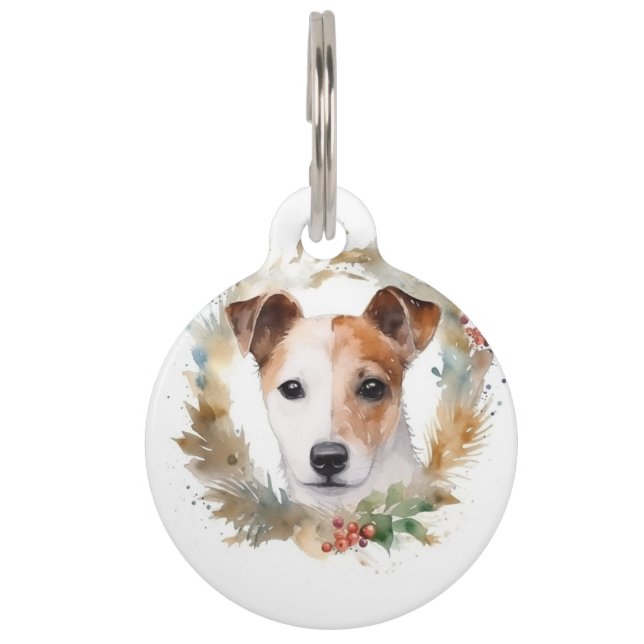 Placa Para Mascotas Navidades de Jack Russell Wreath Festive Pup (Anverso)