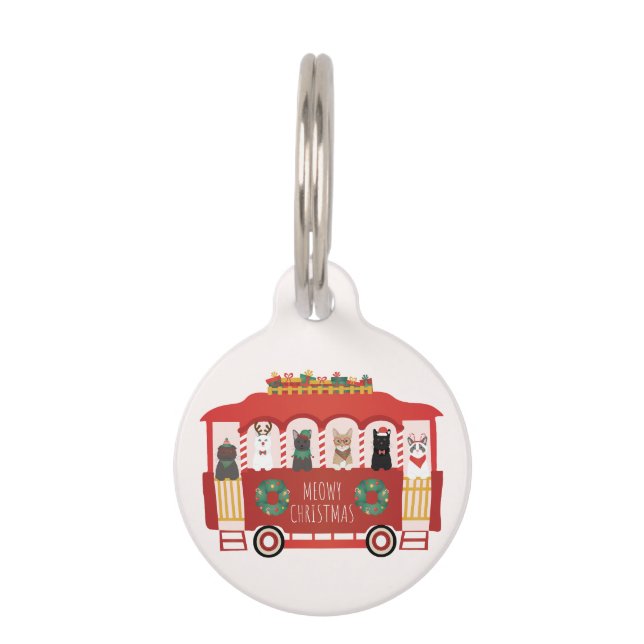 Placa Para Mascotas Navidades de los gatos Trolly Meowy (Anverso)