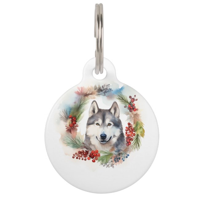 Placa Para Mascotas Navidades de Malamute de Alaska escribieron presen (Reverso)