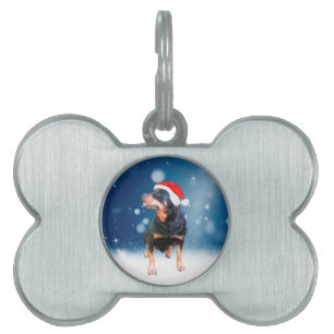 Placa Para Mascotas Navidades de perro de Cute Rottweiler