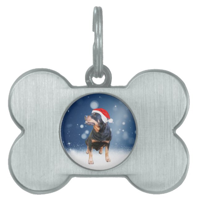 Placa Para Mascotas Navidades de perro de Cute Rottweiler (Frente)