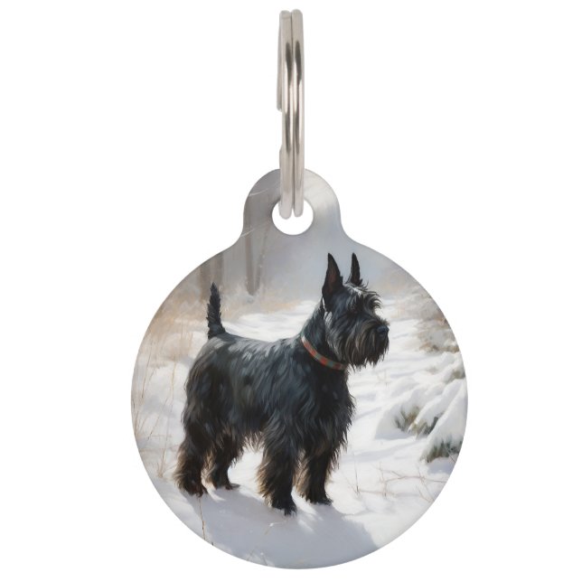 Placa Para Mascotas Navidades de Scottish Terrier Let It Snow (Anverso)