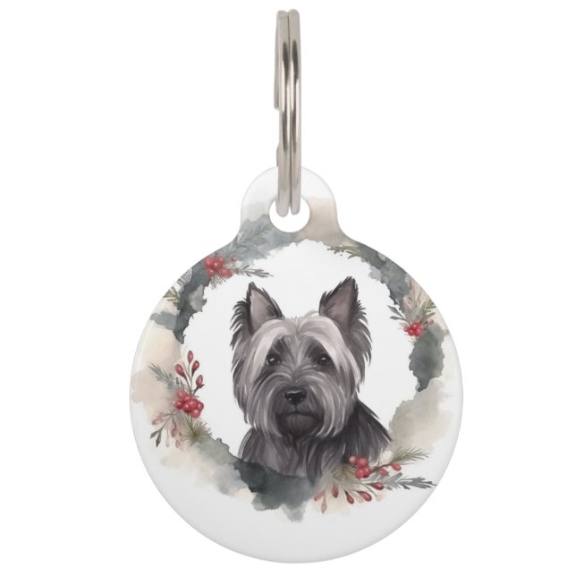 Placa Para Mascotas Navidades de Skye Terrier escribieron presentación (Anverso)