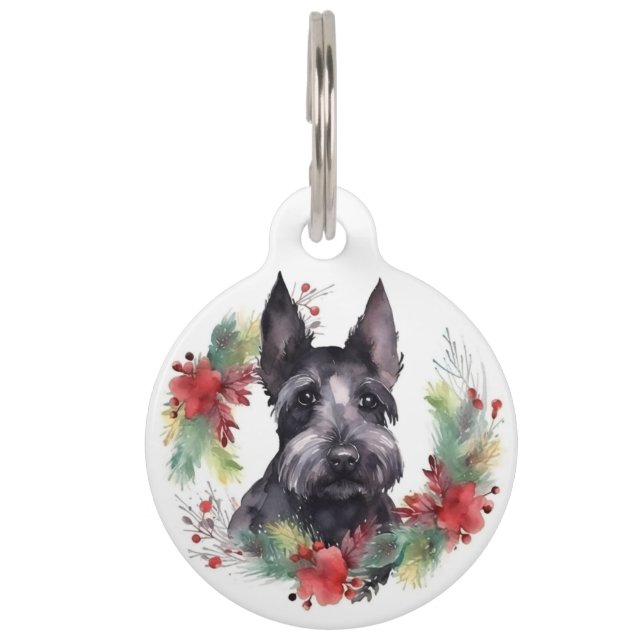 Placa Para Mascotas Navidades de territorios escoceses escriben presen (Anverso)