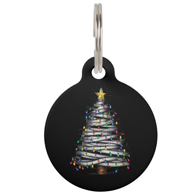 Placa Para Mascotas Navidades de vacaciones de árbol ligero (Anverso)