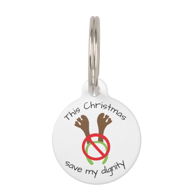 Placa Para Mascotas Navidades divertidos protestan (Anverso)
