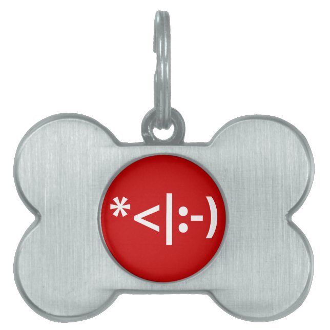 Placa Para Mascotas Navidades Elf Emoticon Xmas ASCII Texto Arte (Frente)