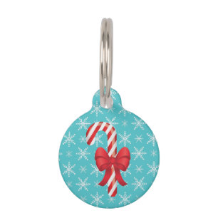 Placa Para Mascotas Navidades Festividades Candy Cane con un arveja