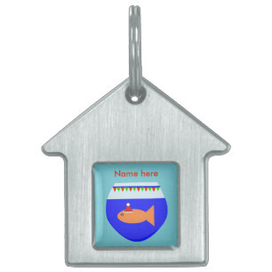 Placa Para Mascotas Navidades Fiesta Goldfish Personalizado Pet Tag