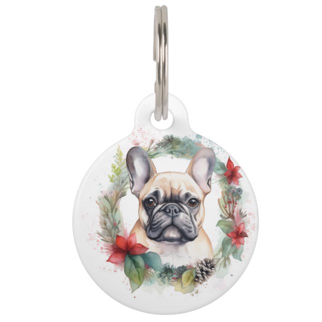 Placa Para Mascotas Navidades franceses de Bulldog escribieron un post (Anverso)