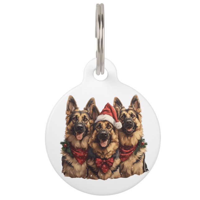 Placa Para Mascotas Navidades German Shepherd Dogs (Anverso)