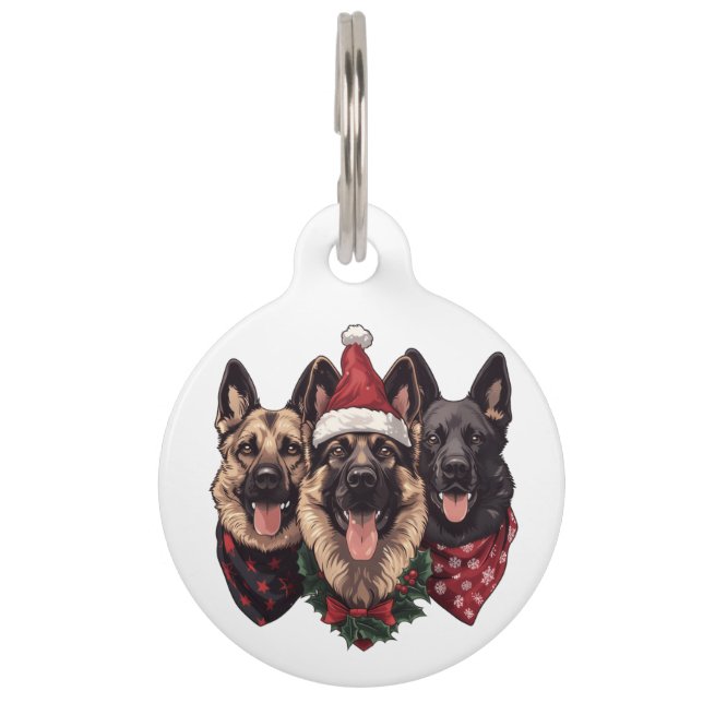 Placa Para Mascotas Navidades German Shepherd Dogs (Anverso)