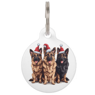 Placa Para Mascotas Navidades German Shepherd Santa Dogs