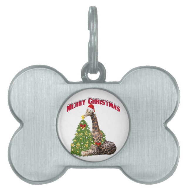 Placa Para Mascotas Navidades Giraffe (Frente)